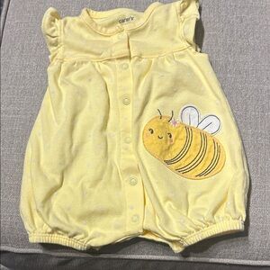 Carter's Yellow Romper with Bee Embroidery